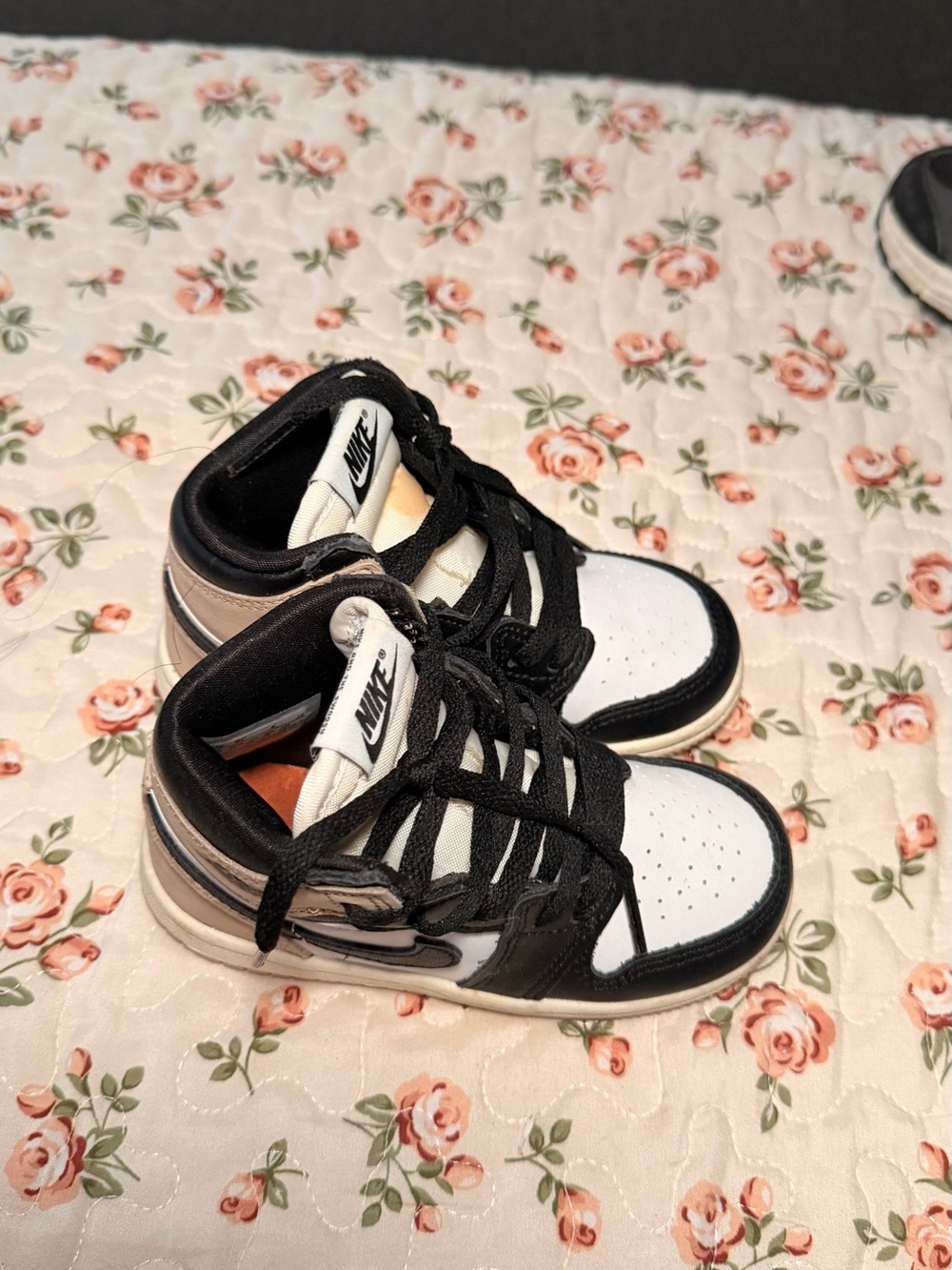 Nike Kids Black and White High-Top Sneakers with Gray Accent